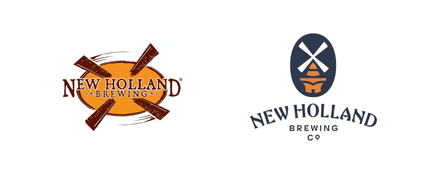 side-by-side comparison of the old and current New Holland Brewery logos