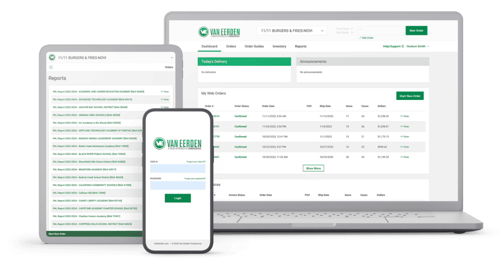 Van Eerden Foodservice website shown on different devices