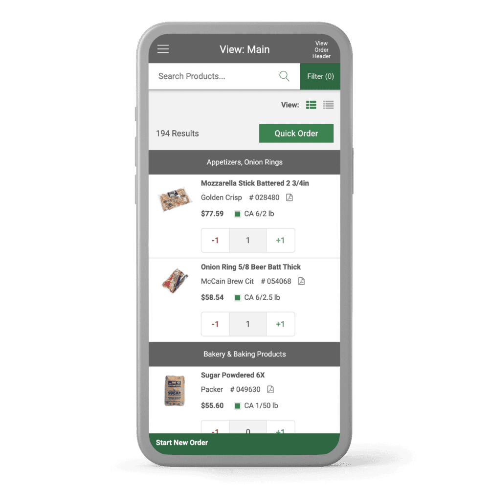 Van Eerden Foodservice website shown on mobile.