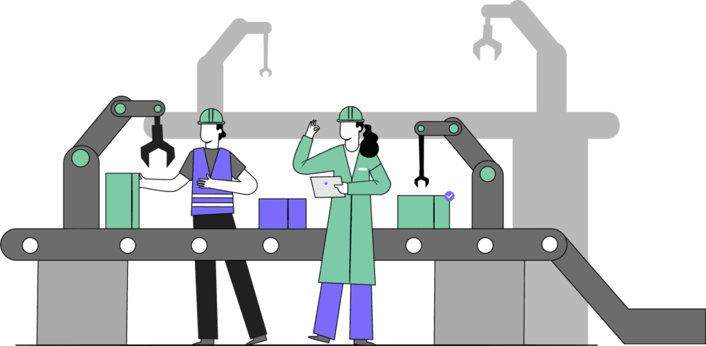 illustration of manufacturing assembly line