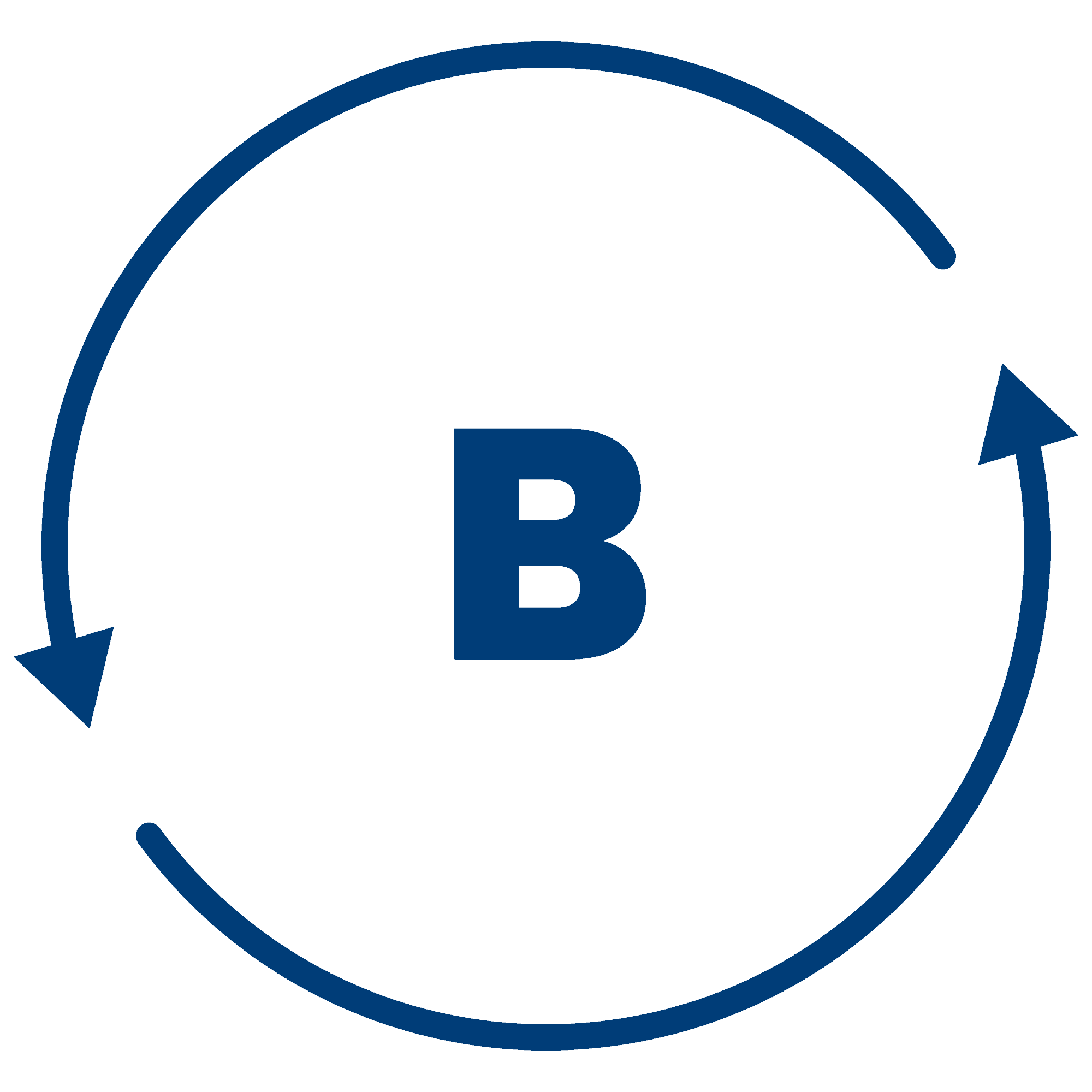 Letter B in a circle made of two arrows