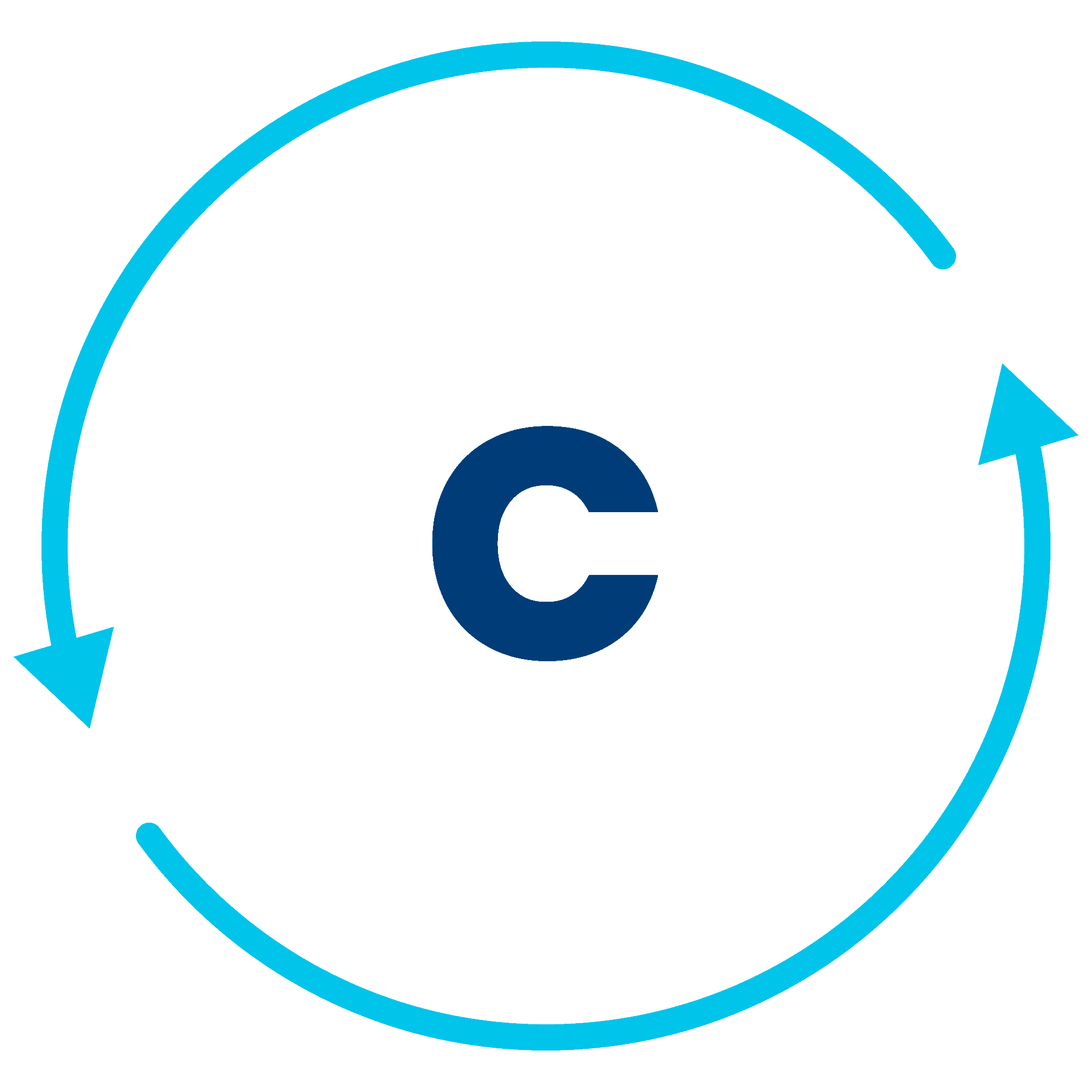 Letter C in a circle made of two arrows