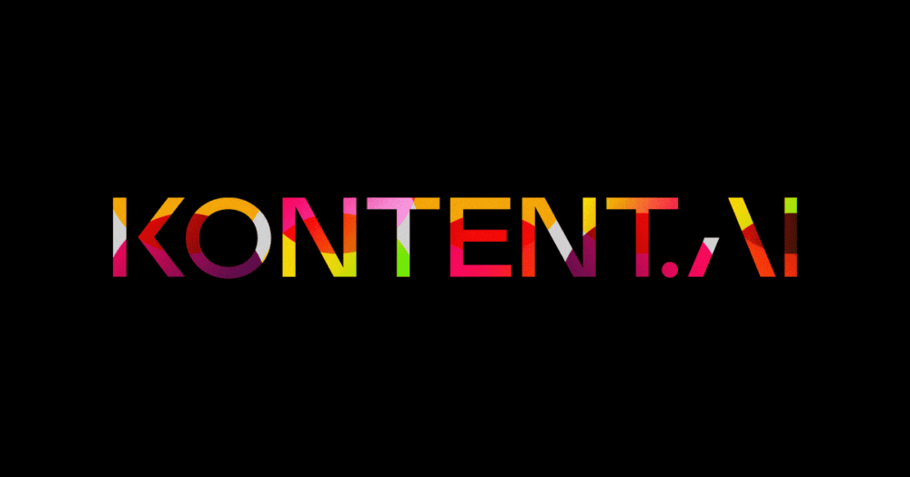 Kontent.ai gradient logo on black background