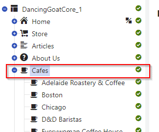 Folders list opened