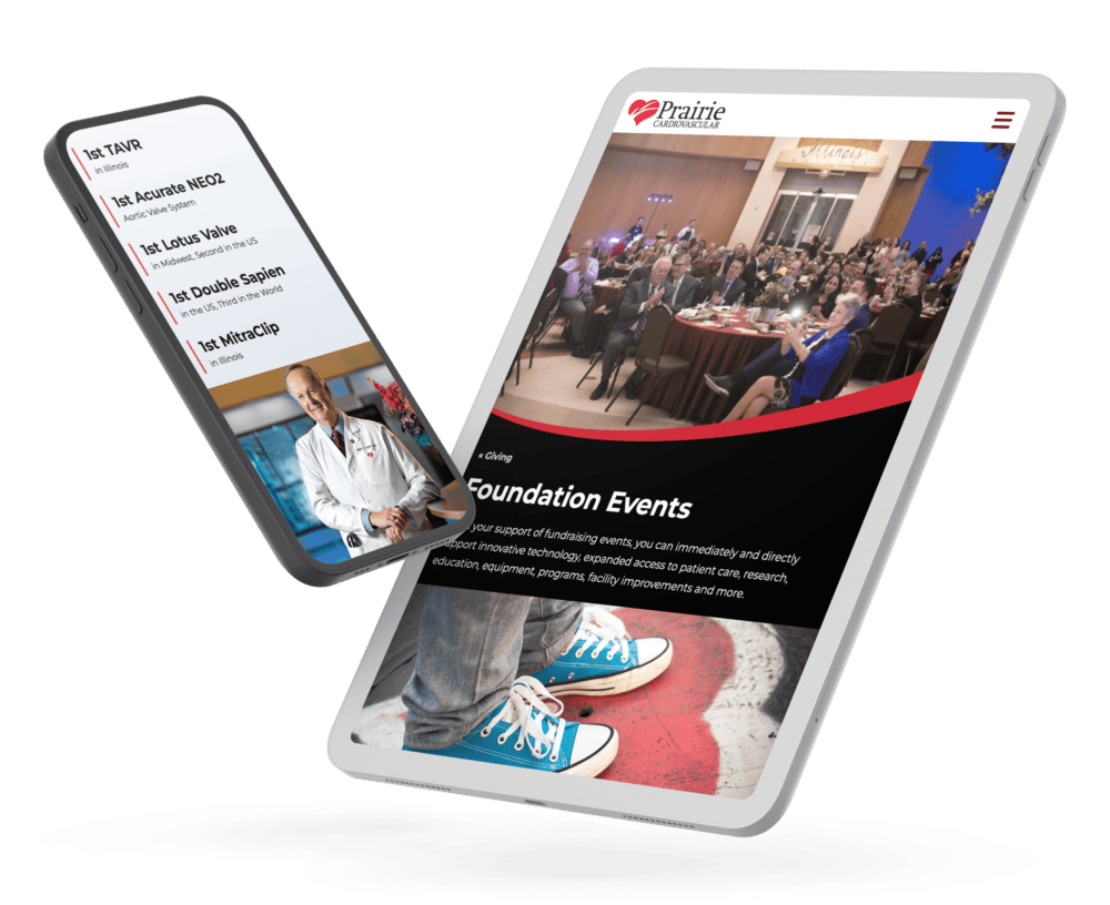 Website shown on mobile and tablet devices