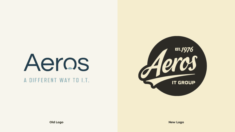 Aeros IT logo before and after