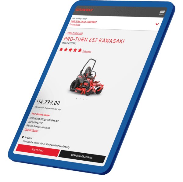 Image of a mobile device screen displaying a product page. The page features a product image of a red cordless vacuum cleaner with a star rating below the product title. Details about the vacuum cleaner, including specifications and a red 'Add to Cart' button, are visible, highlighting a user-friendly e-commerce interface.