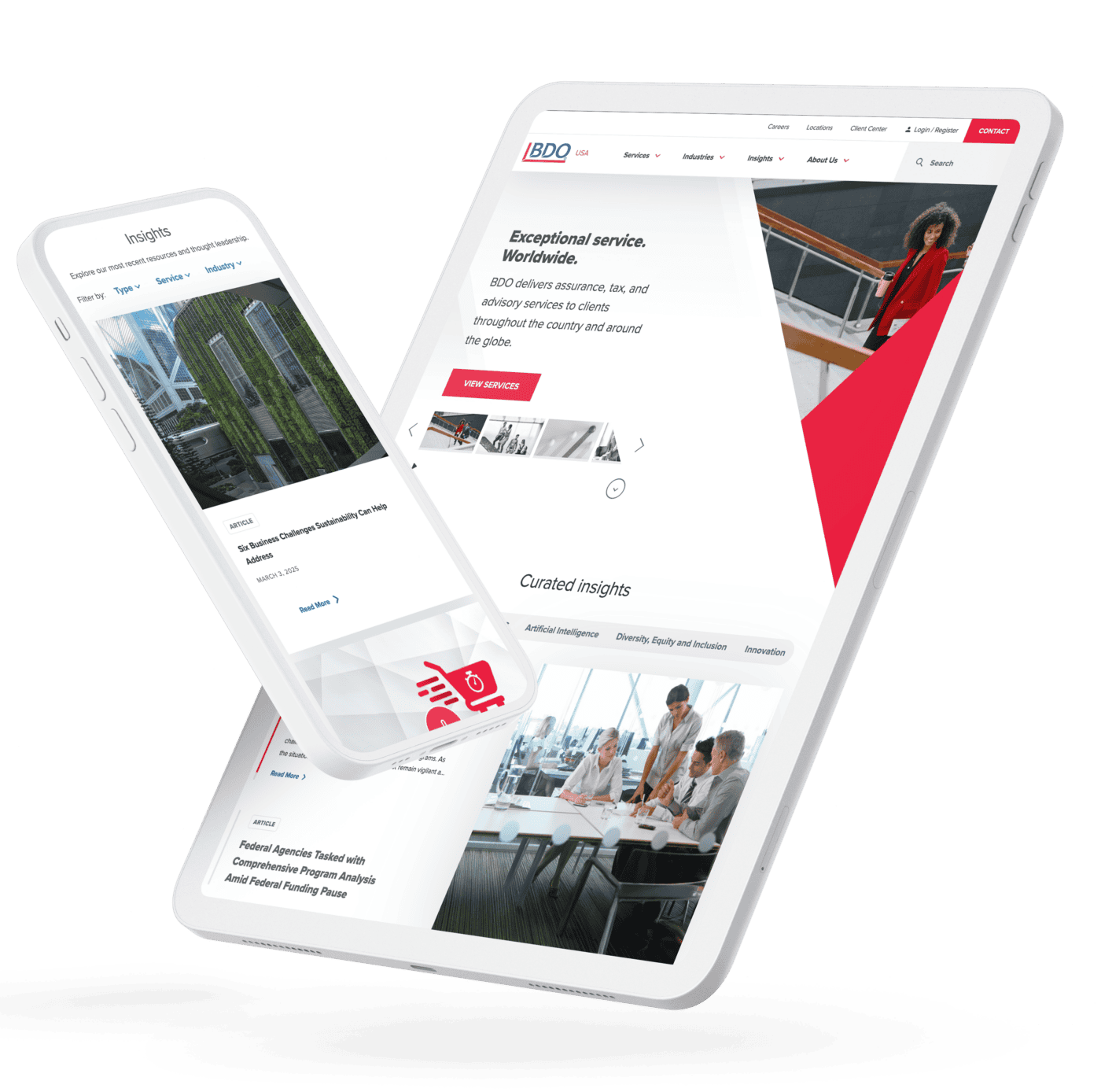 Tax advisory website mockup for BDO