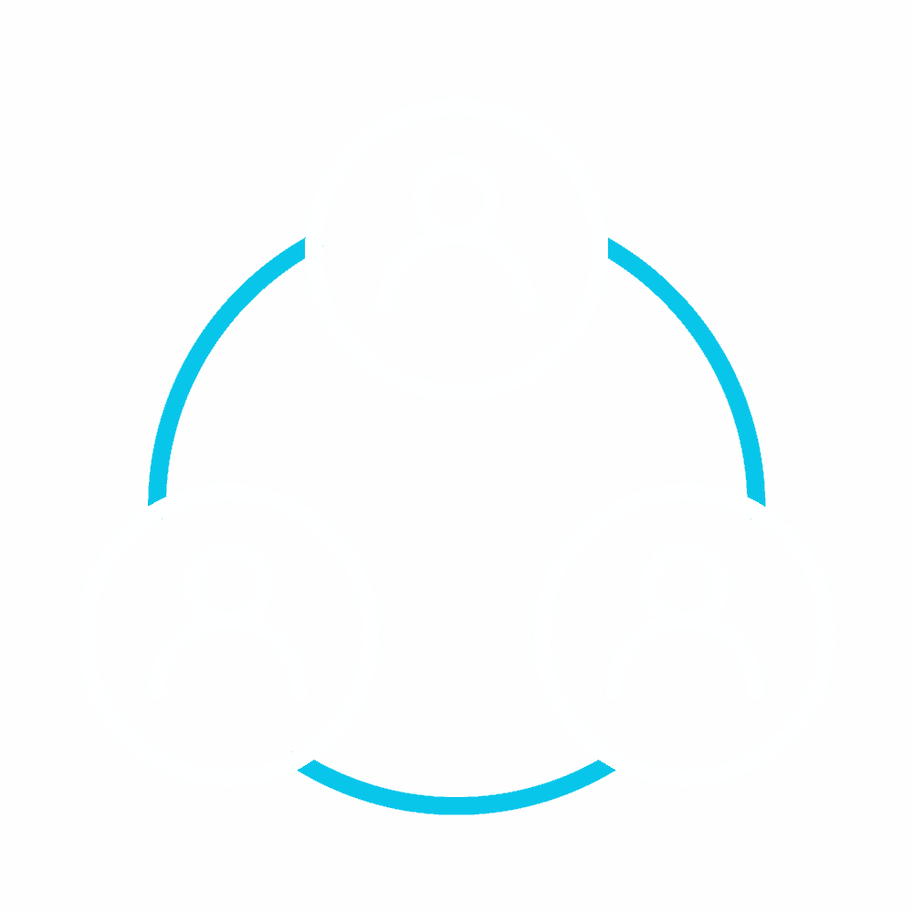 illustration of three user icons in a circle