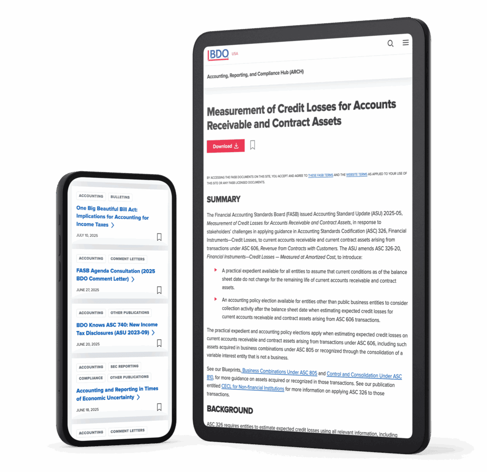 BDO Arch website on a phone and tablet