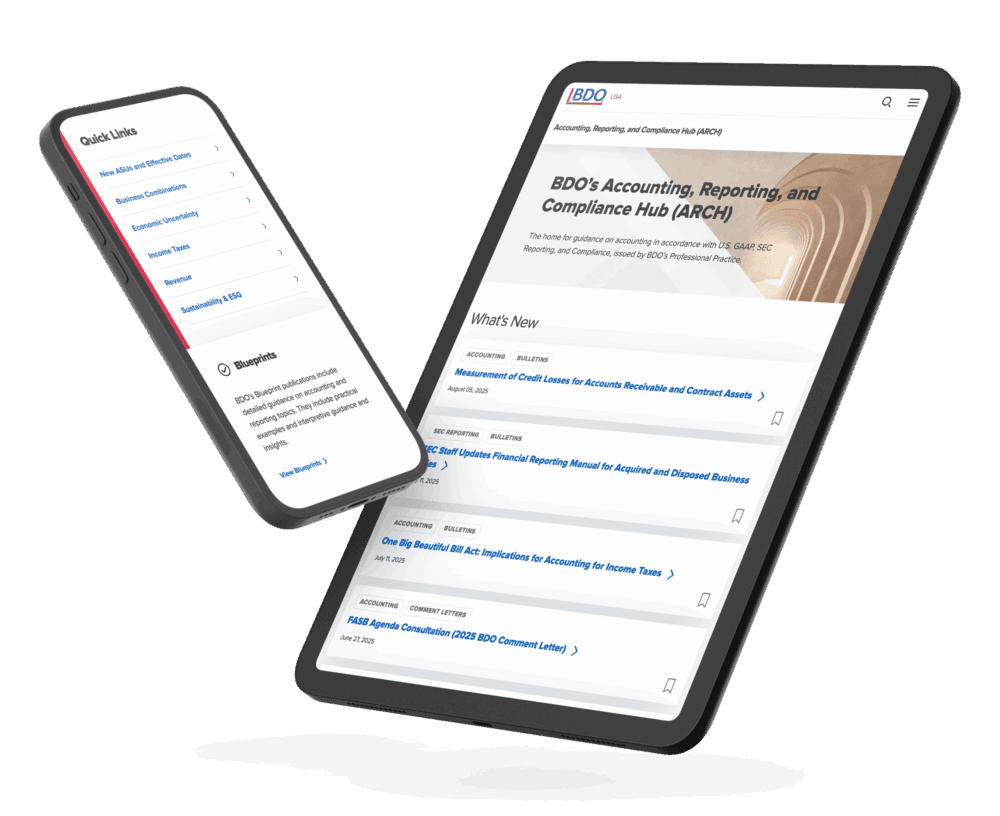 BDO Arch website on a phone and tablet