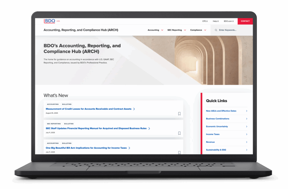BDO Arch website on a laptop