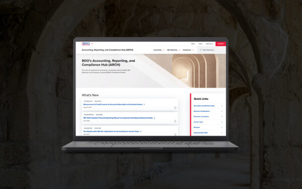 BDO Arch website on a laptop