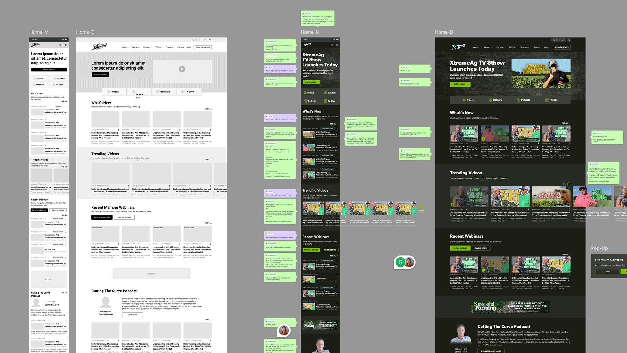 Sample wireframe and comments from Xtreme Ag.