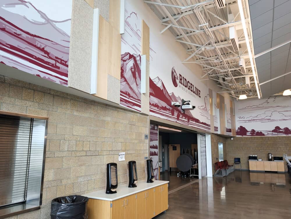 Ridgeline Middle School Installation, Cafetorium Interior and Main Wall