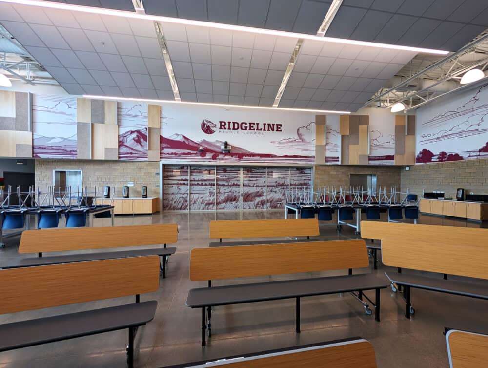 Ridgeline Middle School Installation, Cafetorium Interior and Main Wall