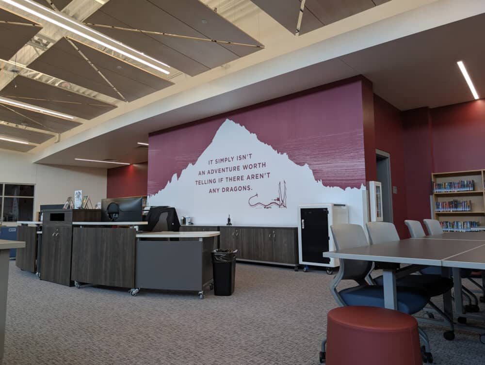 Ridgeline Middle School Installation, Library Back Wall