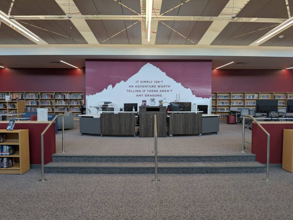Ridgeline Middle School Installation, Library Back Wall