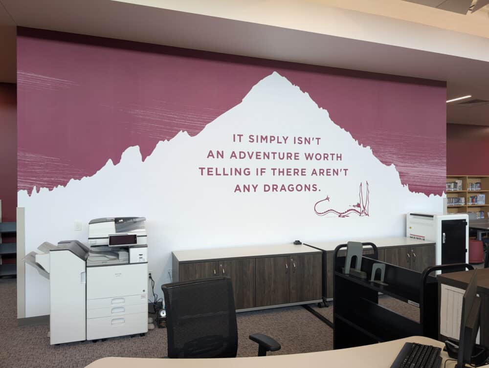Ridgeline Middle School Installation, Library Back Wall