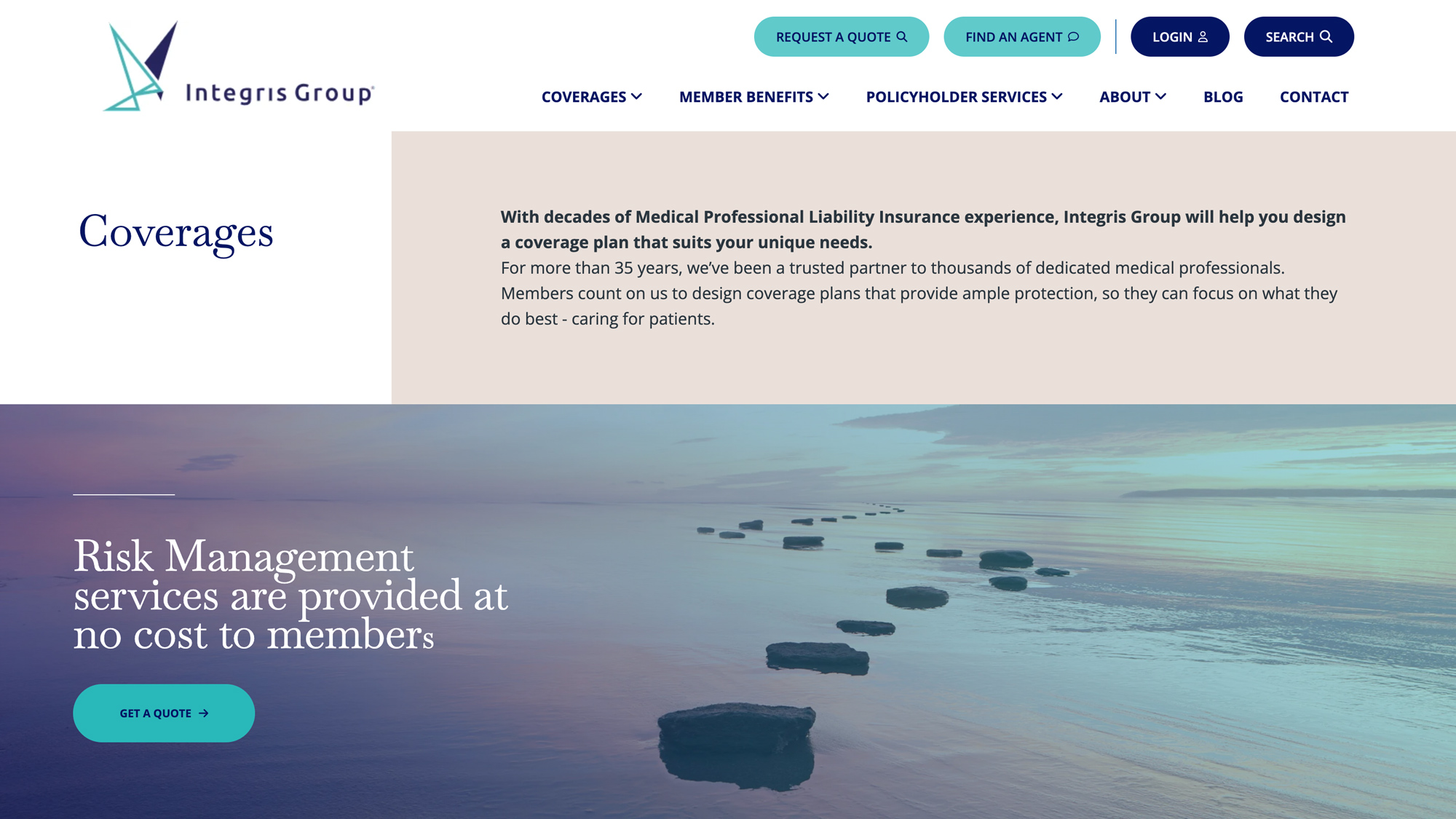 Integris Group Coverages page.