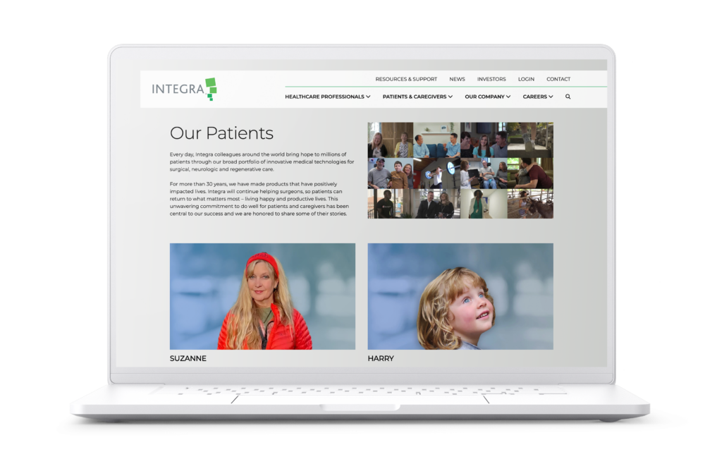 Laptop with a page from the Integra website