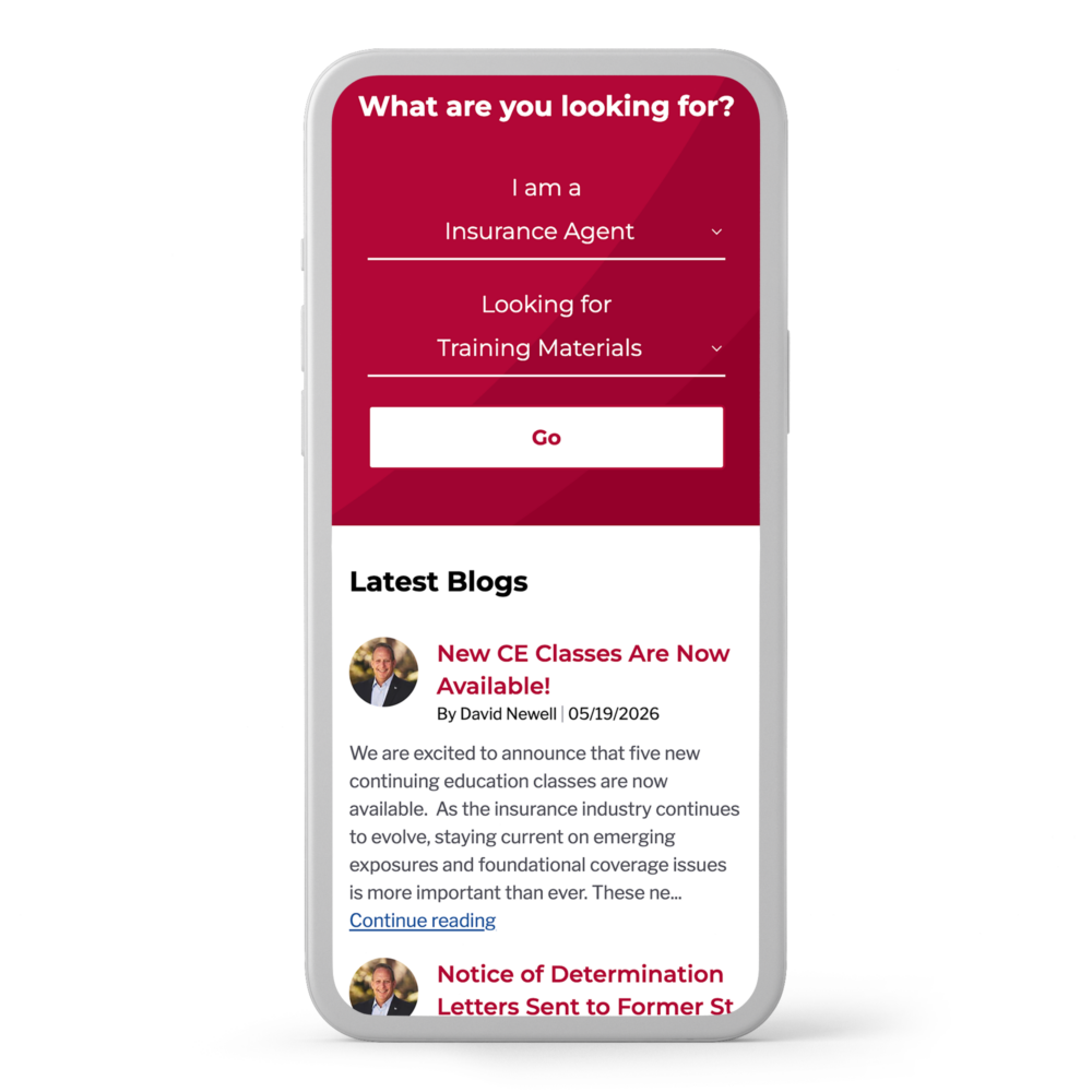 FAIA website displayed on a mobile phone showing the "What are you looking for?" role-based navigation tool and Latest Blogs section below.