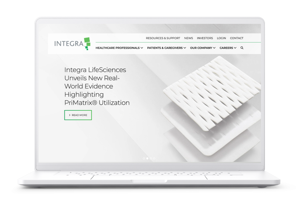 Laptop device showcasing the Integra website
