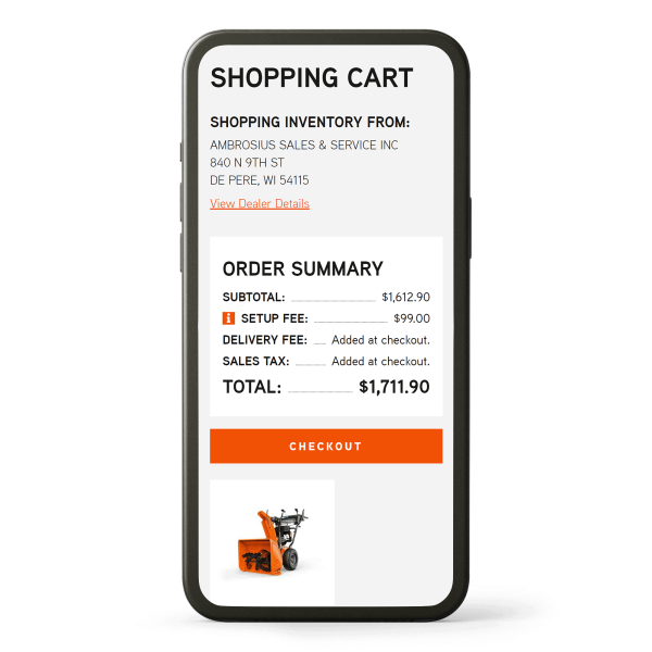 Ariens website shown on a mobile device